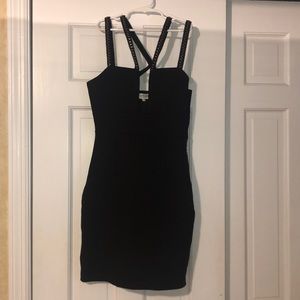 Black plunge WYLDR mini dress